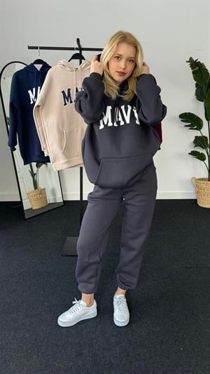 Orjinal Kalıp Üç İplik Şardonlu Mavi Sweati Antrasit 