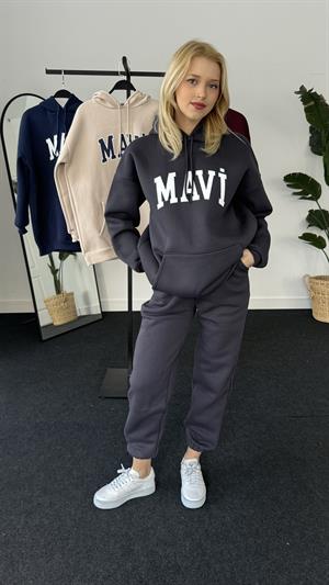 Orjinal Kalıp Üç İplik Şardonlu Mavi Sweati Antrasit 