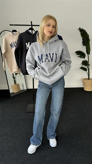 Orjinal Kalıp Üç İplik Şardonlu Mavi Sweati Gri