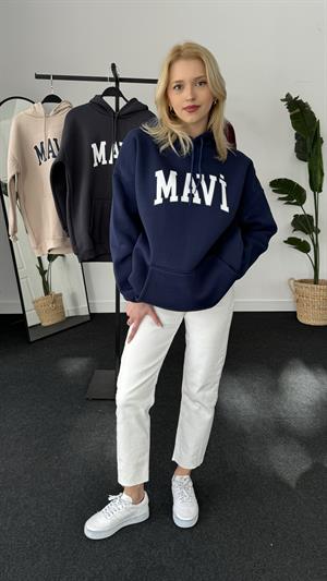 Orjinal Kalıp Üç İplik Şardonlu Mavi Sweati Lacivert