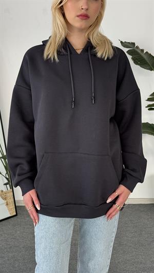 Oversize Kapüşonlu Üç İplik Sweat Antrasit