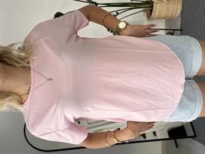 Oysho Model Bisiklet Yaka Oversize Yırtmaçlı Tshirt Toz Pembe