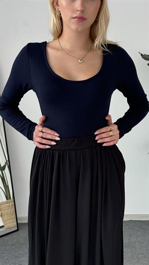 Oysho Model Prenses Yaka Uzun Kol Boddy Lacivert