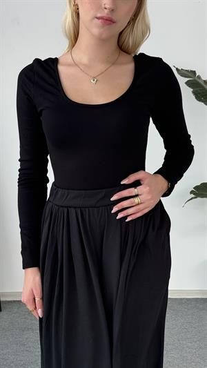 Oysho Model Prenses Yaka Uzun Kol Boddy  Siyah