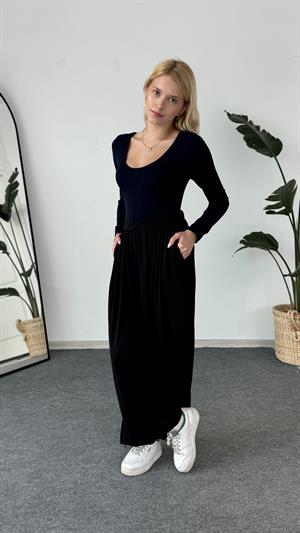 Oysho Model Prenses Yaka Uzun Kol Boddy Lacivert