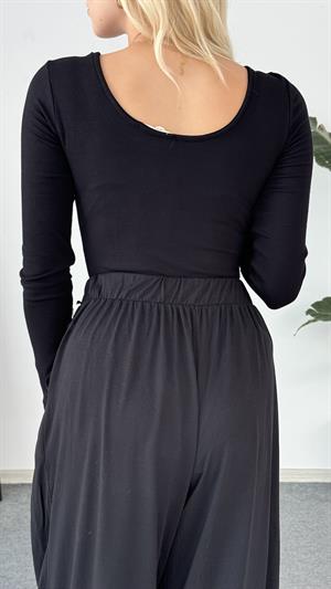 Oysho Model Prenses Yaka Uzun Kol Boddy  Siyah