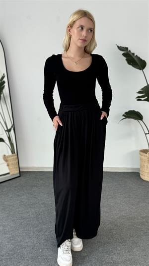 Oysho Model Prenses Yaka Uzun Kol Boddy  Siyah