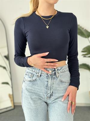 Oysho Model Uzun Kollu Crop Lacivert