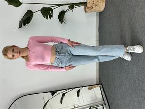 Oysho Model Uzun Kollu Crop Pembe