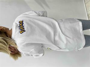 Pokemon Baskılı Tshirt İki İplik - Beyaz