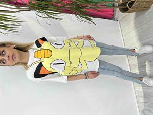Pokemon Baskılı Tshirt İki İplik - Beyaz