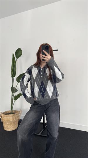 Polo Yaka Baklava Kazak Siyah