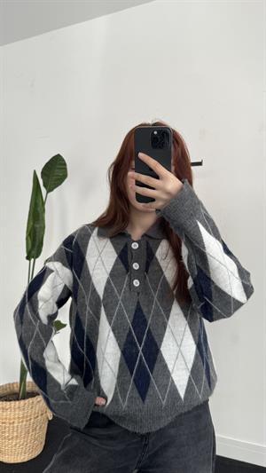 Polo Yaka Baklava Kazak Siyah