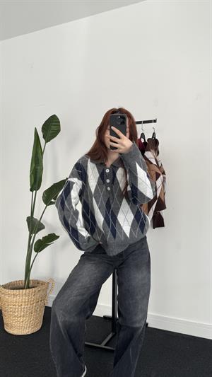 Polo Yaka Baklava Kazak Siyah