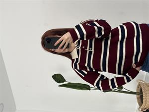 Polo Yaka Çizgi Detay Çelik Triko Bordo 