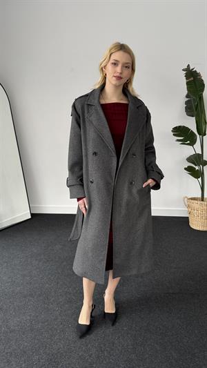 Premium Astarlı Kaşe Kaban Antrasit