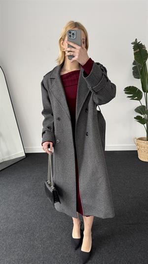 Premium Astarlı Kaşe Kaban Antrasit