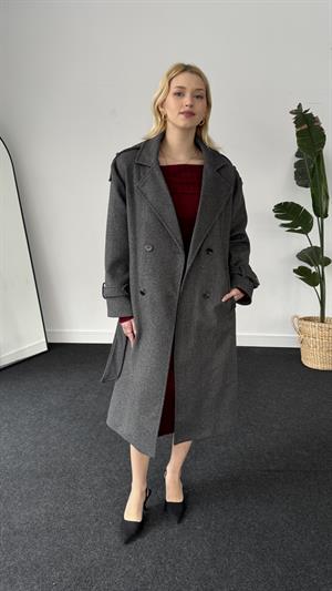 Premium Astarlı Kaşe Kaban Antrasit