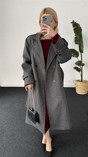 Premium Astarlı Kaşe Kaban Antrasit