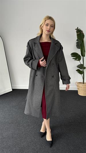 Premium Astarlı Kaşe Kaban Antrasit