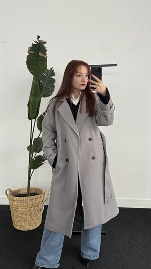 Premium Kalite Astarlı Düğme Detay Kaban Gri