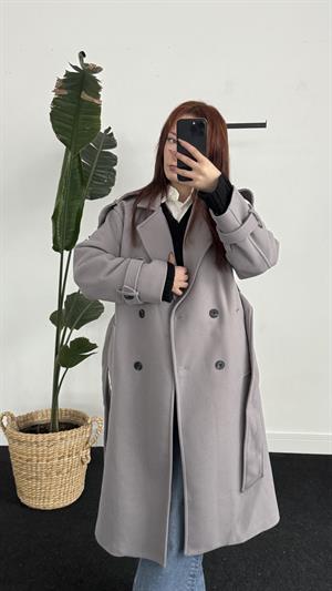 Premium Kalite Astarlı Düğme Detay Kaban Gri