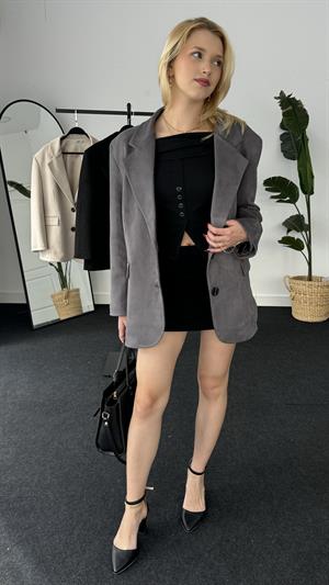 Premium Kalite Astarlı Süet Ceket  Antrasit