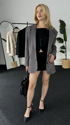 Premium Kalite Astarlı Süet Ceket  Antrasit