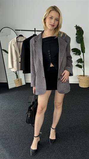 Premium Kalite Astarlı Süet Ceket  Antrasit