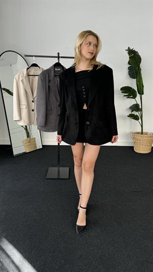 Premium Kalite Astarlı Süet Ceket  Siyah