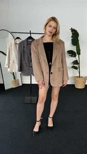 Premium Kalite Astarlı Süet Ceket  Taba 