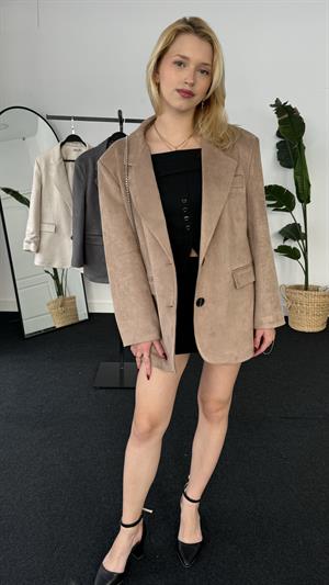 Premium Kalite Astarlı Süet Ceket  Taba 