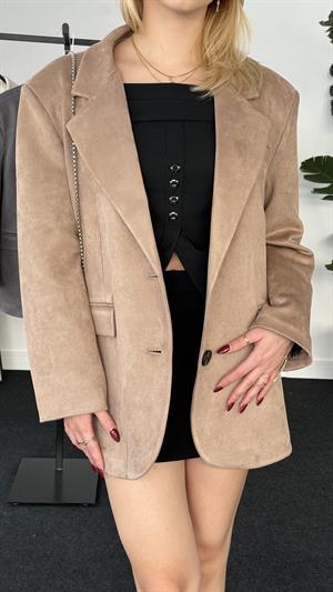 Premium Kalite Astarlı Süet Ceket  Taba 