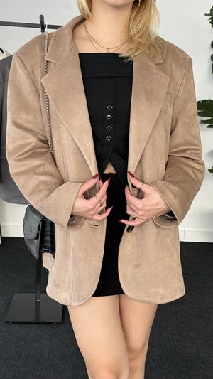 Premium Kalite Astarlı Süet Ceket  Taba 