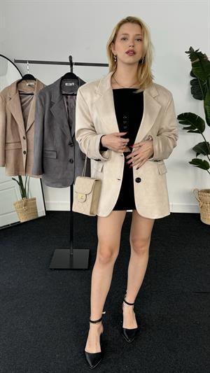 Premium Kalite Astarlı Süet Ceket  Vizon