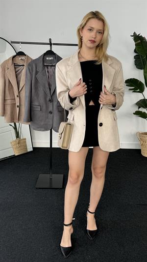 Premium Kalite Astarlı Süet Ceket  Vizon