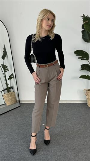 Premium Kalite Havuç Kesim Kumaş Pantolon Vizon  