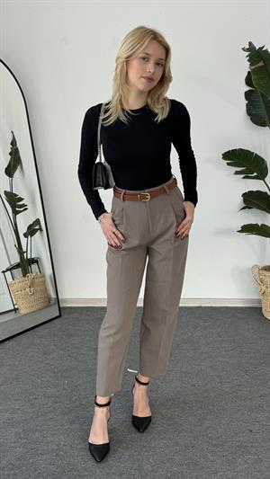 Premium Kalite Havuç Kesim Kumaş Pantolon Vizon  