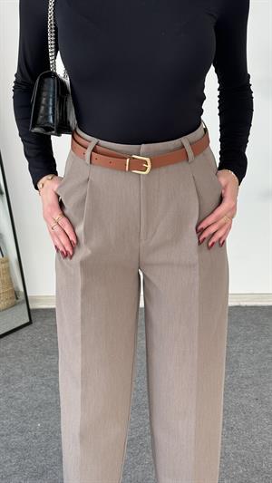 Premium Kalite Havuç Kesim Kumaş Pantolon Vizon  