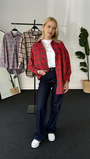 Retro Ekoseli Oduncu Gömleği Kırmızı