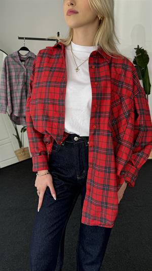 Retro Ekoseli Oduncu Gömleği Kırmızı