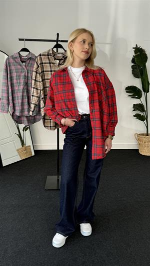 Retro Ekoseli Oduncu Gömleği Kırmızı