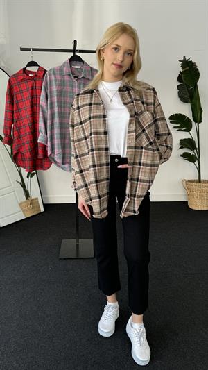 Retro Ekoseli Oduncu Gömleği Taş