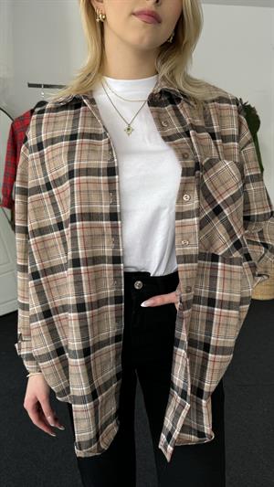 Retro Ekoseli Oduncu Gömleği Taş