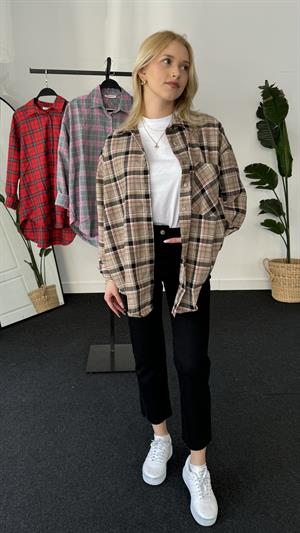 Retro Ekoseli Oduncu Gömleği Taş