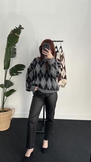 Sakallı Kumaş Balaklava Kazak Siyah