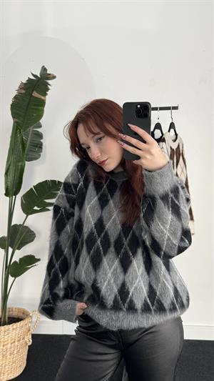 Sakallı Kumaş Balaklava Kazak Siyah