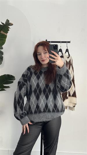 Sakallı Kumaş Balaklava Kazak Siyah