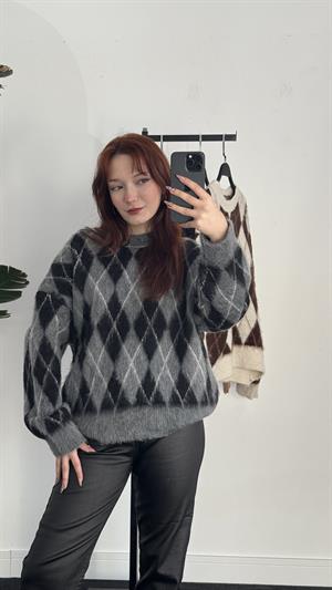 Sakallı Kumaş Balaklava Kazak Siyah