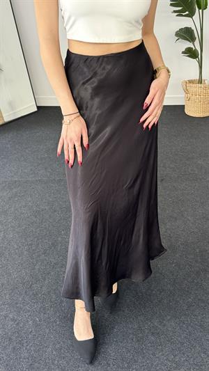 Saten Midi Etek Siyah 